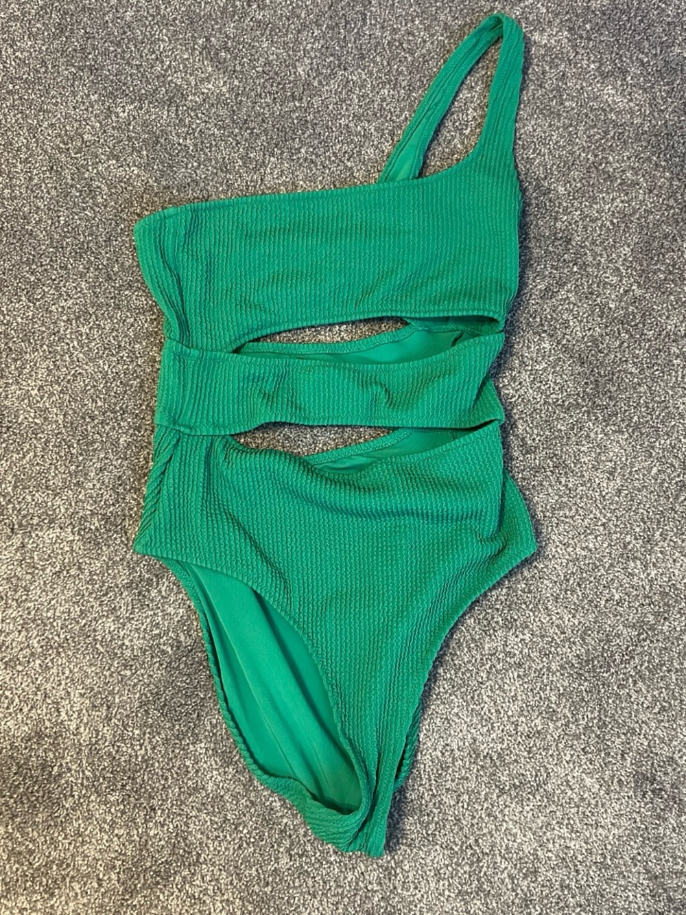 Aerie Green One-Shoulder Cutout One-Piece Swimsuit